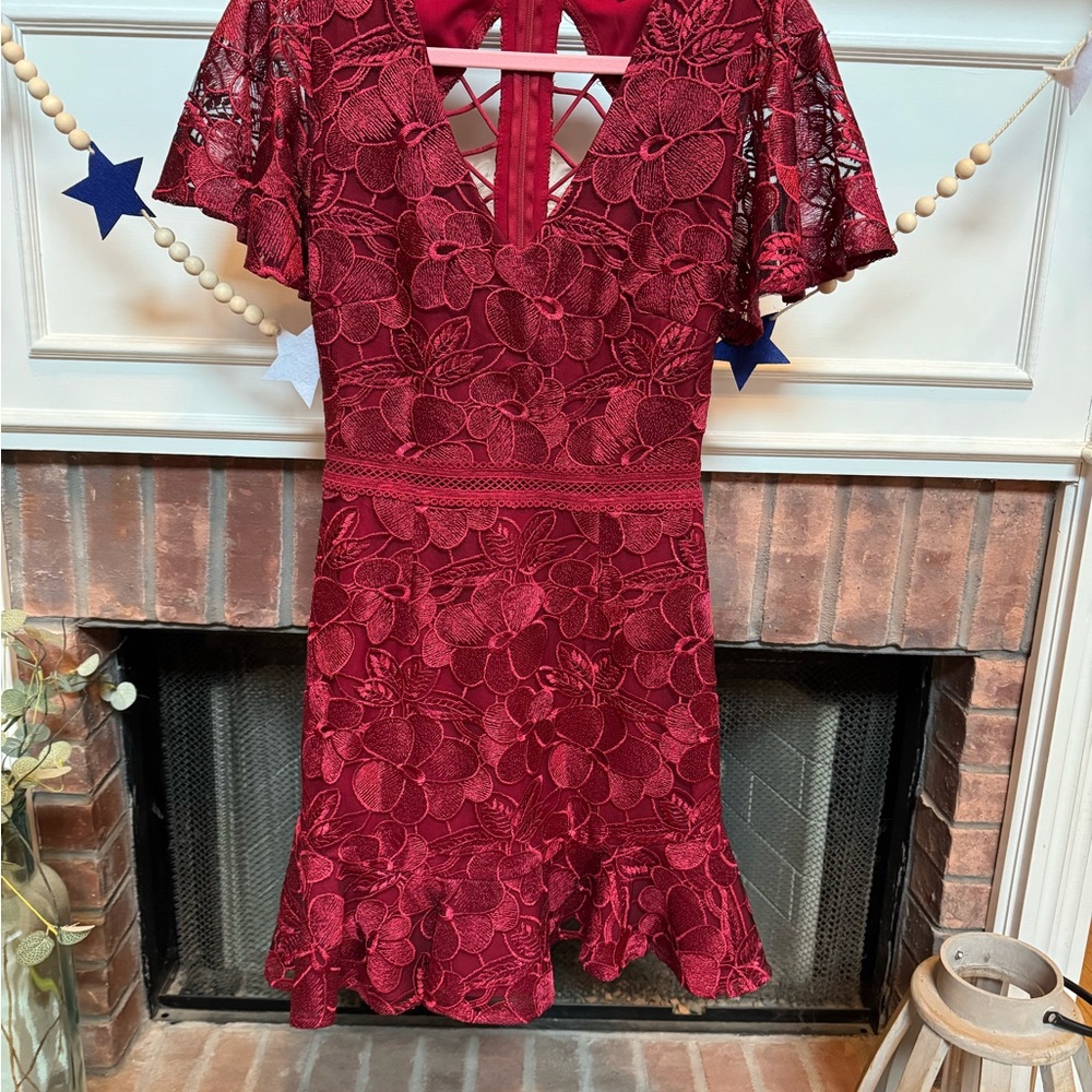 Elegant Red Lace Dress